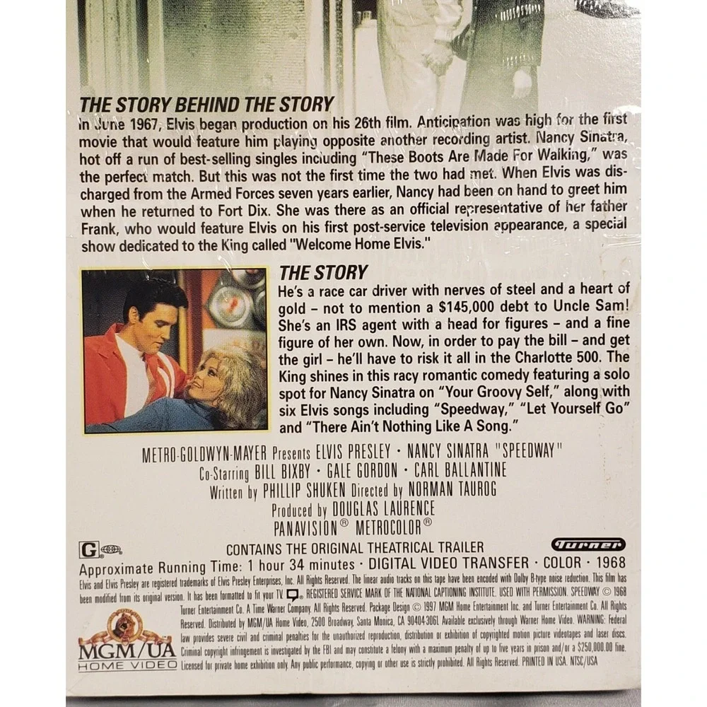 Speedway (Nancy Sinatra, Elvis Presley) (VHS, 1997, Includes Theatrical) NEW